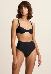 High Waist Brief - Navy Crinkle - Matteau